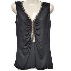 Black Sleeveless Top with Sequins Size M